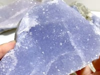 4 Pieces Large Geode Blue Chalcedony Druzy