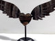 Silver Sheen Obsidian Heart Wing Carving With Stand