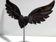 Silver Sheen Obsidian Heart Wing Carving With Stand