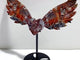 Unique Morocco Agate Heart Wing Carving With Stand