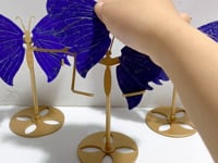 3 Pairs Lapis Lazuli Butterfly Wing Carving With Stand
