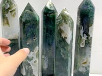 5 Pieces Tall Moss Agate Tower Points