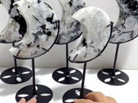 5 Pieces India Moonstone Moon Carving With Stand