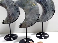 3 Pieces Beautiful Labradorite Moon Carving With Stand