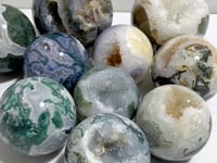 10 Pieces Large Geode Druzy Moss Agate Spheres