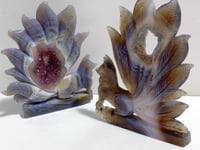 2 Pieces Geode Agate Druzy Nine-tailed Fox Carving #17