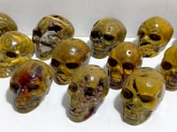 12 Pieces Geode 6th Vein Ocean Jasper Skull Carving