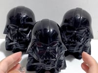 3 Pieces Large Black Obsidian Darth Vader Carving (Defects)