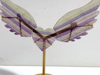 Symmetrical Fluorite Heart Wing Carving With Stand