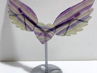 Unique Symmetrical Fluorite Heart Wing Carving With Stand