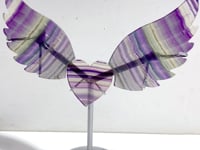 Symmetrical Fluorite Heart Wing Carving With Stand