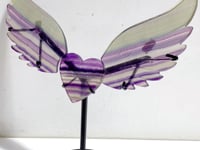Symmetrical Fluorite Heart Wing Carving With Stand