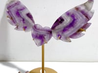 Chevron Amethyst Heart Wing Carving With Stand