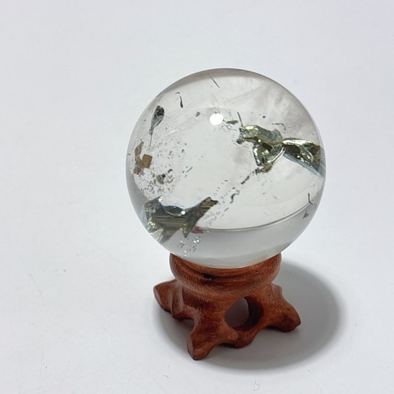 Rare Clear Quartz Pyrite Sphere With Stand For Collection - Wholesale Crystals