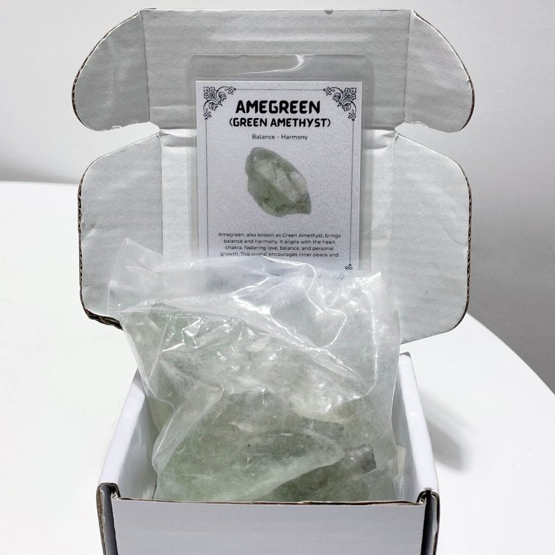 Raw Green Amethyst Gift Box Wholesale Shrink Wrap Packaging - Wholesale Crystals