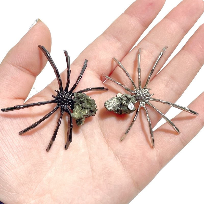 Raw Pyrite Spider Ornament Handmade Alloy Spider Wholesale - Wholesale Crystals