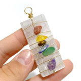 Raw Selenite Sticks With 7 Chakra Healing Stone Pendants Wholesale - Wholesale Crystals