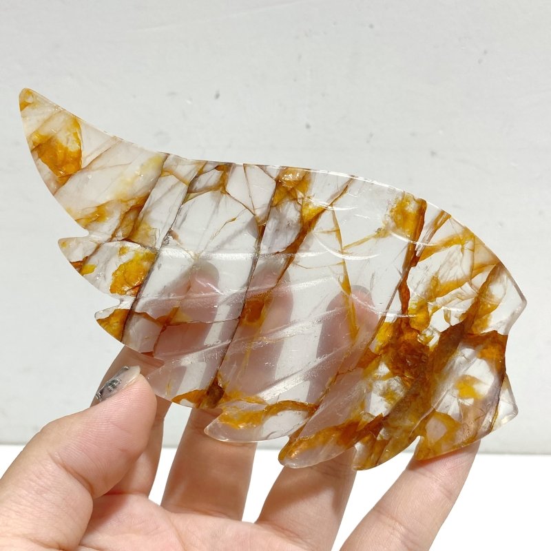 Red Fire Quartz Heart Wing Carving With Stand -Wholesale Crystals