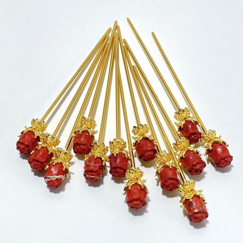 Red Jasper Hairpin Flower Carving Wholesale - Wholesale Crystals