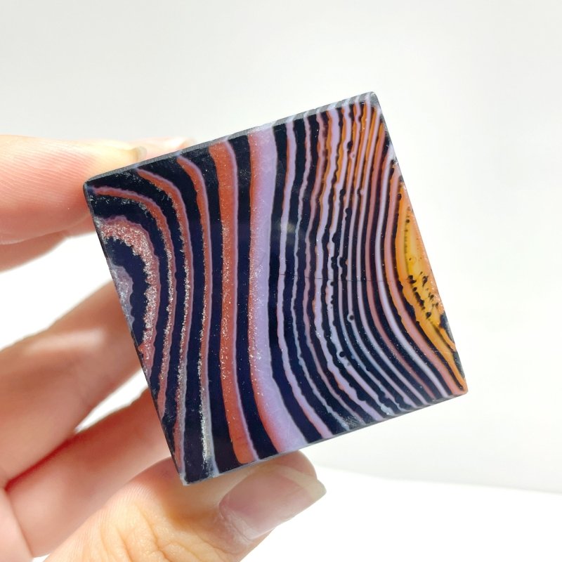 Red&Black Stripe Agate Mixed Quartz Standable Cube Wholesale - Wholesale Crystals