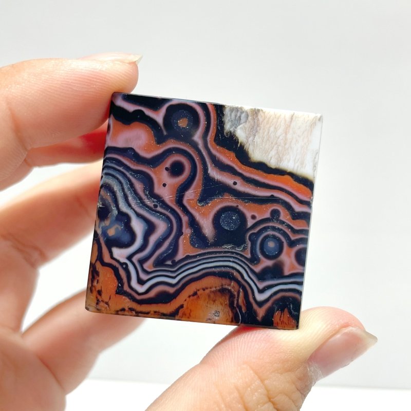 Red&Black Stripe Agate Mixed Quartz Standable Cube Wholesale - Wholesale Crystals