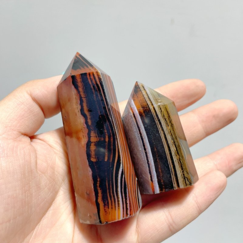 Red&Black Stripe Agate Tower Point Wholesale - Wholesale Crystals