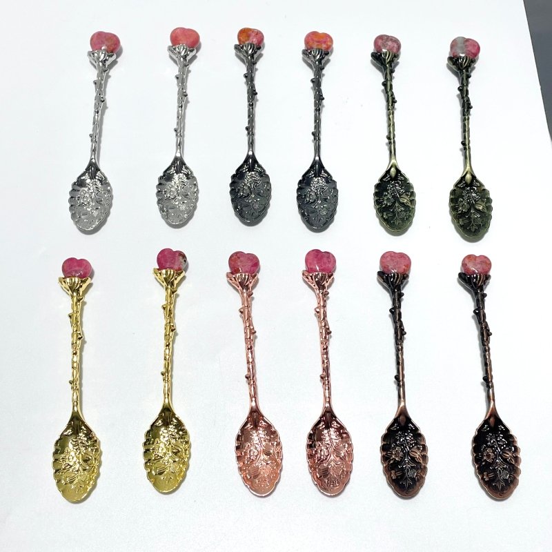 Rhodonite Mini Heart Coffee Spoon Wholesale - Wholesale Crystals