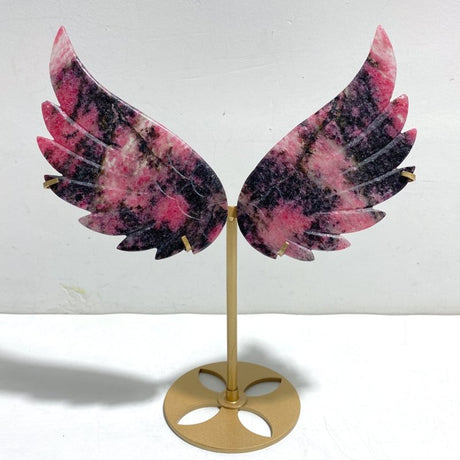 Rhodonite Wing Carving With Stand - Wholesale Crystals