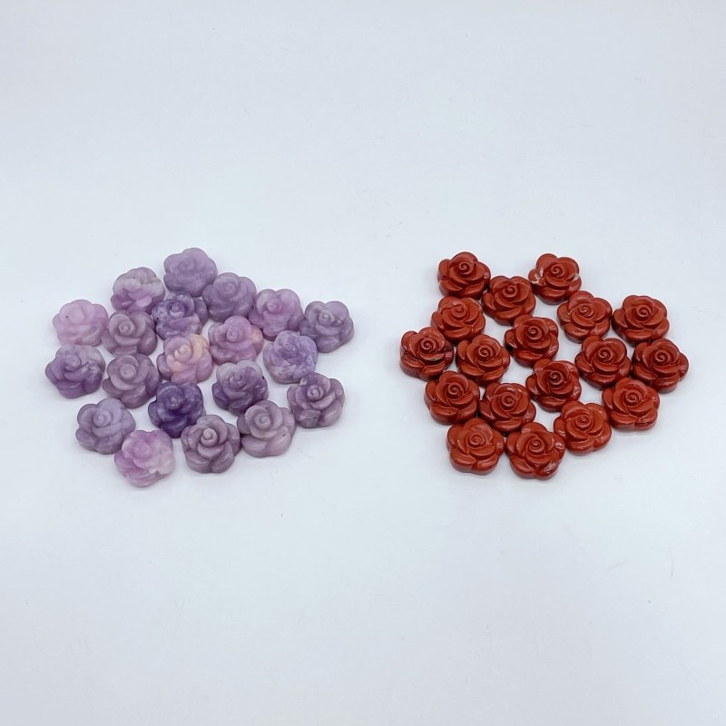 Rose Flower Carving Red Jasper and Lepidolite - Wholesale Crystals