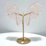 Rose Quartz Butterfly Carving With Stand - Wholesale Crystals