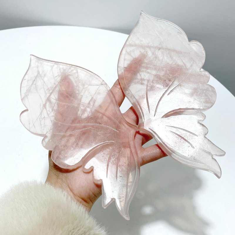 Rose Quartz Butterfly Carving With Stand - Wholesale Crystals