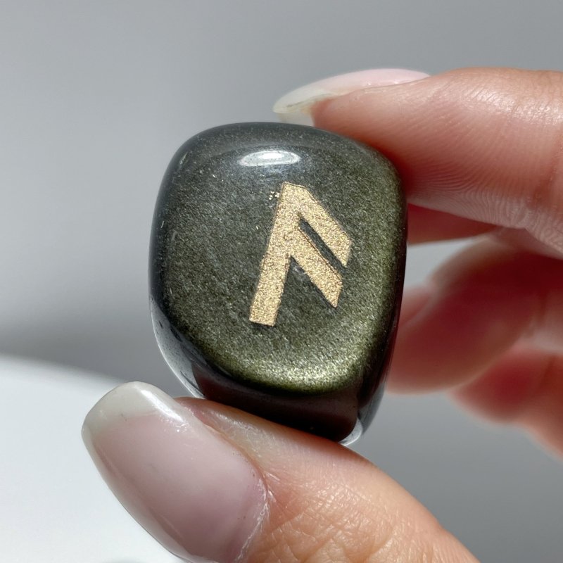 Rune Stones Set Engraved Gold Sheen Obsidian Crystal Wholesale - Wholesale Crystals