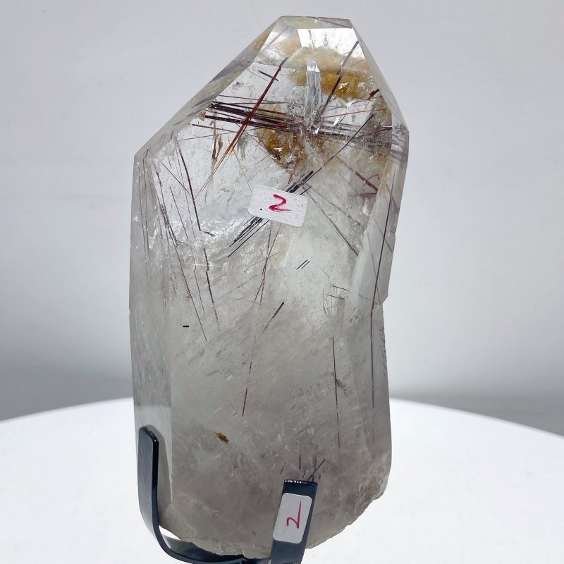 Rutile Mixed Garden Quartz Raw Bottom Point With Stand - Wholesale Crystals