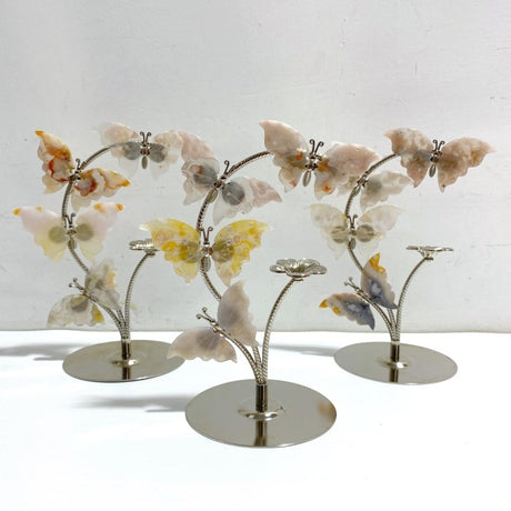 Sakura Flower Agate Butterfly Flower Carving With Stand Wholesale - Wholesale Crystals