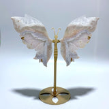 Sakura Flower Agate Butterfly Wing Carving With Stand - Wholesale Crystals
