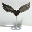 Silver Sheen Obsidian Heart Wing Carving With Stand -Wholesale Crystals