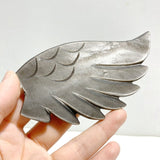 Silver Sheen Obsidian Heart Wing Carving With Stand -Wholesale Crystals