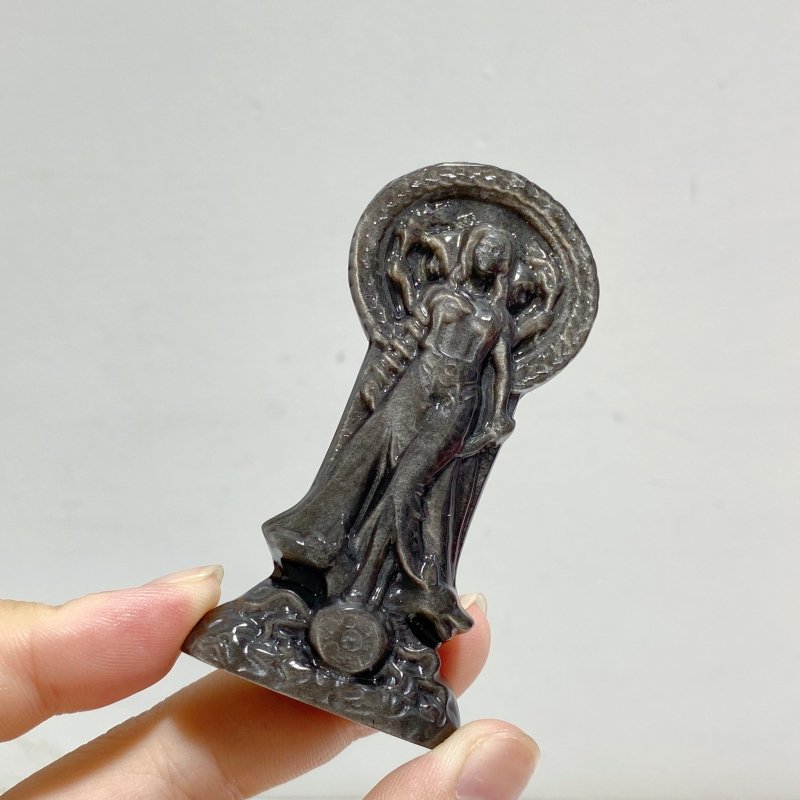 Silver Sheen Obsidian Hecate Carving Wholesale -Wholesale Crystals