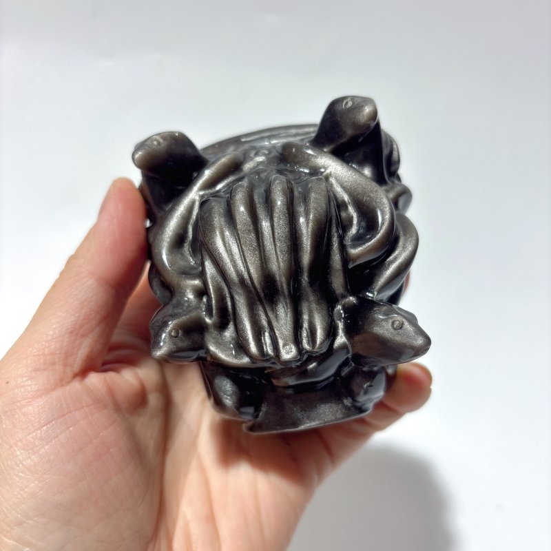 Silver Sheen Obsidian Medusa Carving Wholesale - Wholesale Crystals