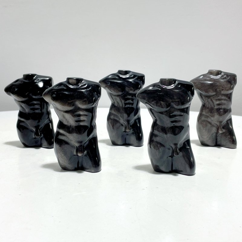 Silver Sheen Obsidian Men And Women Model Body Goddess Carving Wholesale - Wholesale Crystals