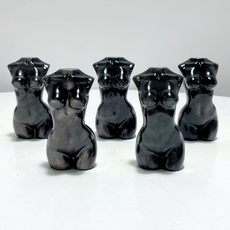 Silver Sheen Obsidian Men And Women Model Body Goddess Carving Wholesale - Wholesale Crystals