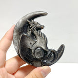Silver Sheen Obsidian Moon Flying Dragon Carving Wholesale - Wholesale Crystals