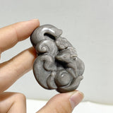 Silver Sheen Obsidian Nine-tailed Fox Carving Wholesale -Wholesale Crystals