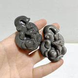 Silver Sheen Obsidian Nine-tailed Fox Carving Wholesale -Wholesale Crystals