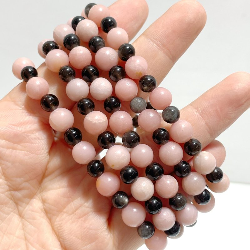 Silver Sheen Obsidian Pink Opal DIY Bracelet Wholesale Original Design - Wholesale Crystals