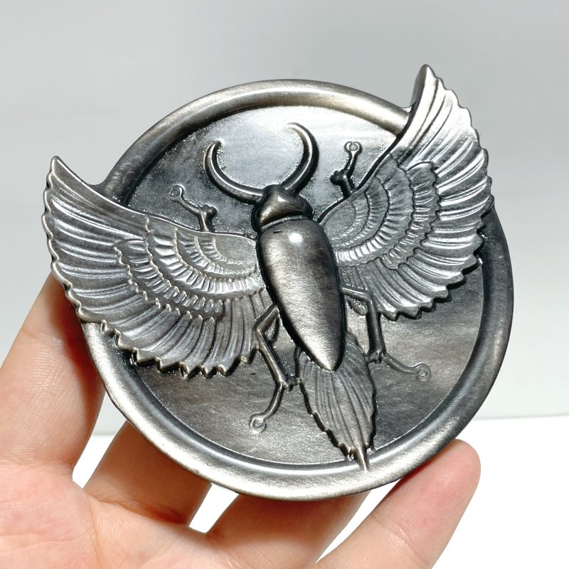 Silver Sheen Obsidian Scarab Carving Wholesale - Wholesale Crystals