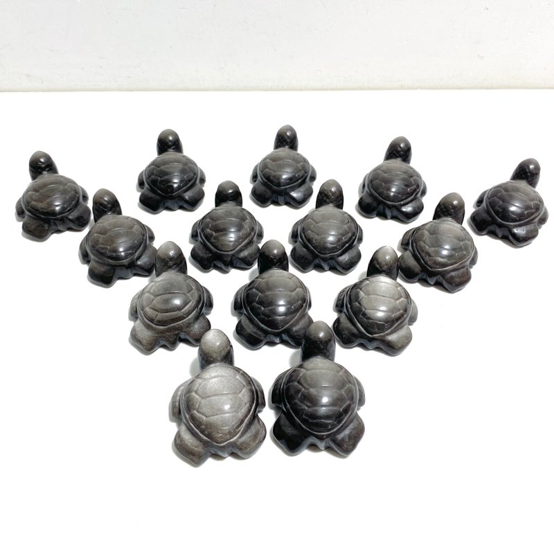 Silver Sheen Obsidian Turtle Carving Wholesale - Wholesale Crystals