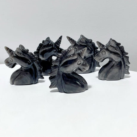 Silver Sheen Obsidian Unicorn Carving Wholesale - Wholesale Crystals