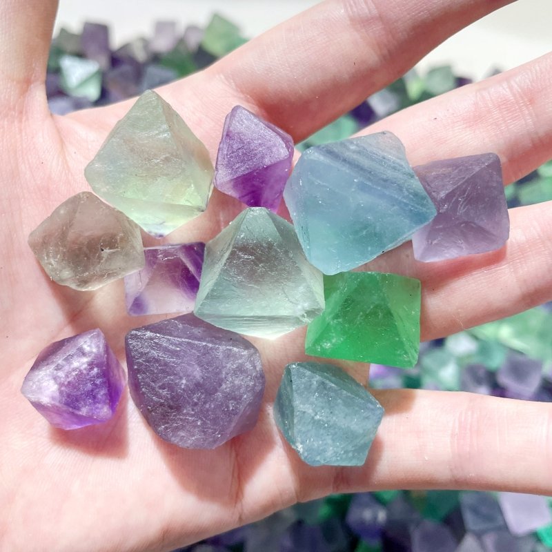 Small Colourful Fluorite Raw Octahedron - Wholesale Crystals