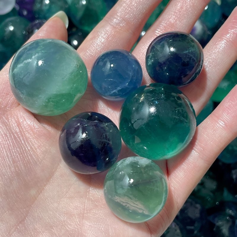 Small Purple Green Colorful Fluorite Sphere 2 - 3cm Wholesale - Wholesale Crystals